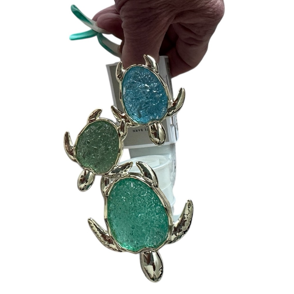 Bath and Body Works Gold and Green Sea Turtle Ornament